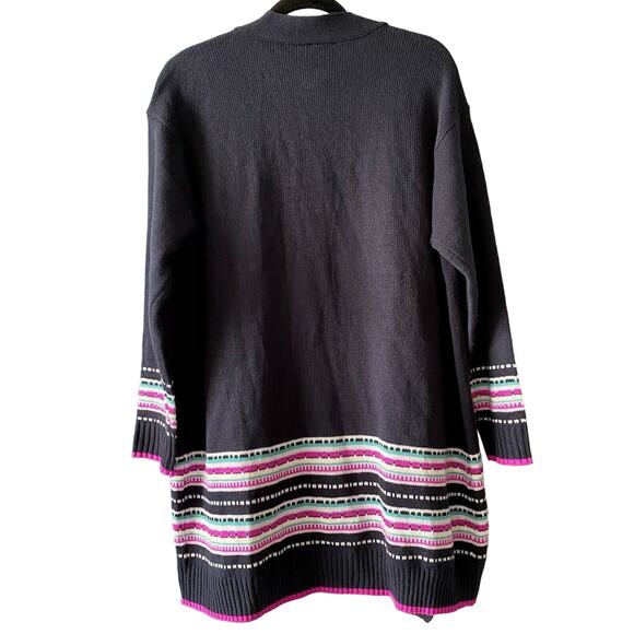 Lane Bryant Navy Blue Open Front Fair Isle Duster Cardigan size 14/16 NWT - Picture 2 of 9